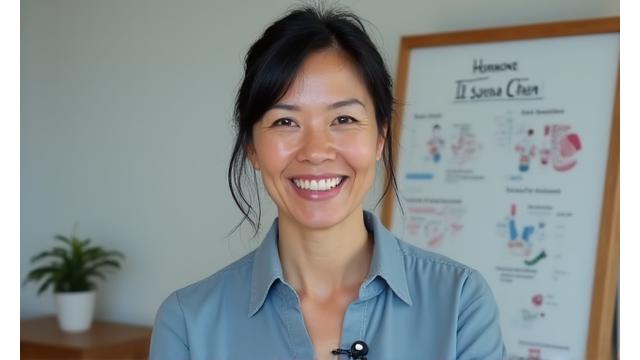 Screenshot from a professional video workshop featuring Dr. Sarah Chen discussing 'Hormone Optimization for Healthy Aging'.
